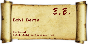 Bohl Berta névjegykártya